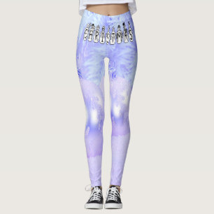 Leggings Joyeux Noël gens de neige Police, Blue Tint neige