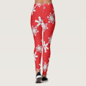 Leggings Joyeux Noël! Hiver blanc Flammes de neige rouge (Dos)