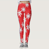 Leggings Joyeux Noël! Hiver blanc Flammes de neige rouge (Devant)