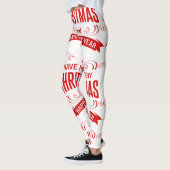 Leggings Joyeux Noël Joyeux Nouvel An Blanc & Rouge (Gauche)