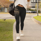Leggings Joyeux Noël Joyeux Nouvel An Moderne Noir & Or