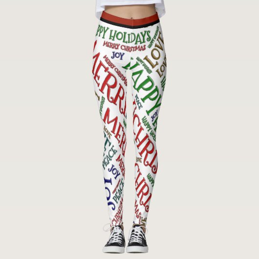 Leggings Joyeux Noël Paix Amour Joie Motif (Devant)