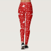 Leggings Joyeux Noël Rouge & Blanc Motif Long (Dos)