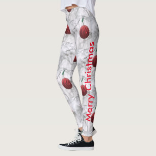 Leggings Joyeux Noël Rouge brillant bal ornement