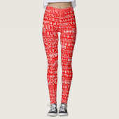 Leggings Joyeux Noël rouge et blanc Motif (Devant)