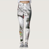 Leggings Joyeux Noël Rouge Vert Argent Ornements (Devant)