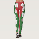 Leggings Joyeux Noël vert et rouge, jambes des femmes (Dos)