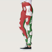 Leggings Joyeux Noël vert et rouge, jambes des femmes (Gauche)