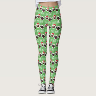 Leggings Joyeux Pugmas Père Noël et carlins de renne