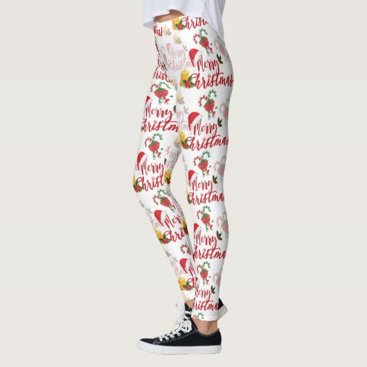 Leggings Joyeux script de calgraphie de Noël (Gauche)