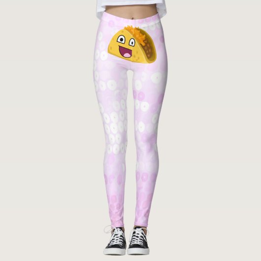 Leggings Joyeux taco sur motif faux paillettes rose (Devant)