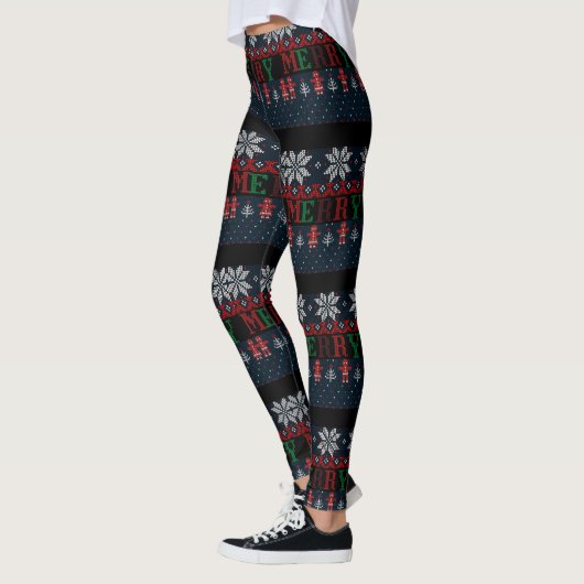 Leggings Joyeux tricot de Noël (Gauche)
