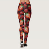 Leggings Juicy Fresh Red Strawberries Summer Fruit Pattern (Dos)
