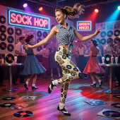 Leggings Jukebox Rétro & Disques Vinyles : Rock 'n' Roll de