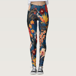 Leggings Jungle Chic : Bleu foncé Exotique.
