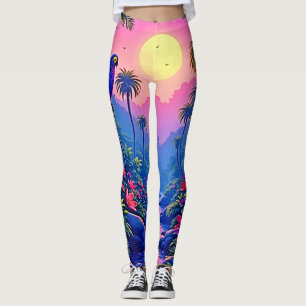 Leggings Jungle Lune Blue Parrot Paradise