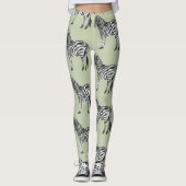 Leggings Jungle Zebra Wild Motif & Nom personnalisé (Devant)