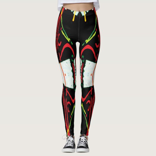 Leggings Jus de dendroctone noir, blanc, rouge (Devant)