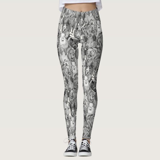 Leggings juste des cochons noirs demi-perle (Devant)