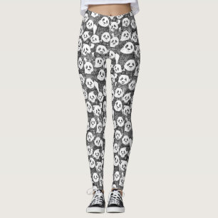 Leggings juste panda porte noir blanc