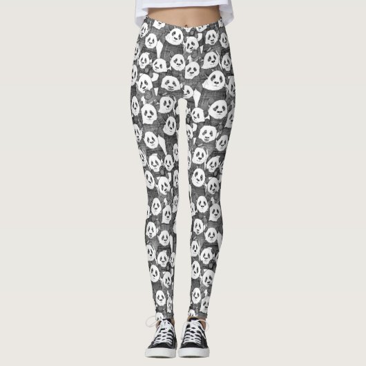 Leggings juste panda porte noir blanc (Devant)