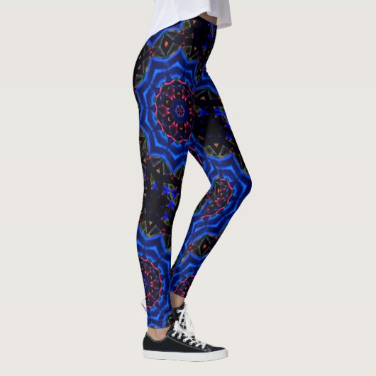Leggings Kaleidoscope avec cercle, dégradé saumon à bleu (Droite)