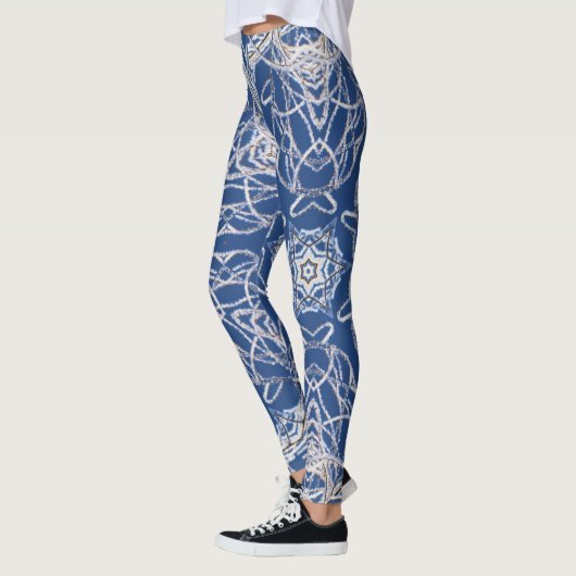 Leggings Kaleidoscope Bleu clair, Blanc, Étoile simple (Gauche)