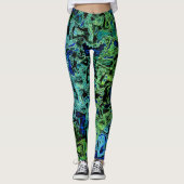 Leggings Kaleidoscope coloré Abstrait bleu noir vert noir (Devant)