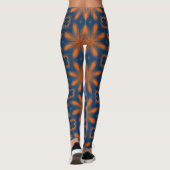 Leggings kaléidoscope floral Abstrait bleu foncé orange (Dos)