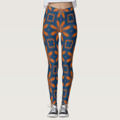 Leggings kaléidoscope floral Abstrait bleu foncé orange (Devant)