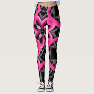 Leggings Kaleidoscope Floral et Diamant Rose et Noir