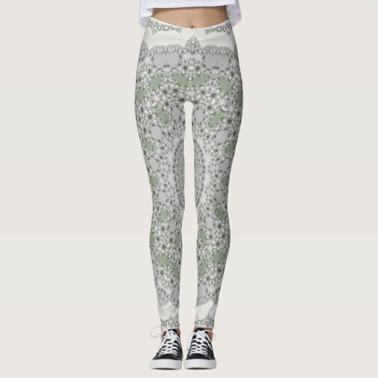 Leggings Kaleidoscope Fractal Mandala - vert gris (Devant)