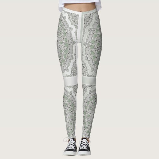 Leggings Kaleidoscope Fractal Mandala - vert gris (Devant)