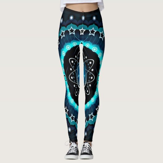 Leggings Kaleidoscope Mandala avec un Arrière - plan noir (Devant)