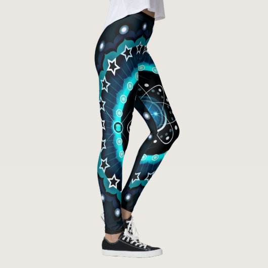 Leggings Kaleidoscope Mandala avec un Arrière - plan noir (Droite)