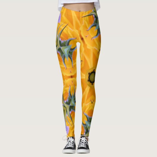 Leggings Kaleidoscope Pétales de tournesol jaune (Devant)