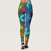 Leggings Kaleidoscope psychédélique bleu rose et vert (Dos)