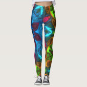 Leggings Kaleidoscope psychédélique bleu rose et vert (Devant)