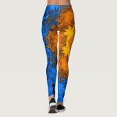 Leggings Kaleidoscope psychédélique Fleur jaune et bleu (Dos)