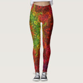 Leggings Kaleidoscope psychédélique Fleur vert et rouge (Devant)