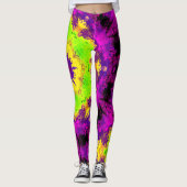 Leggings Kaleidoscope psychédélique vert jaune et violet (Devant)