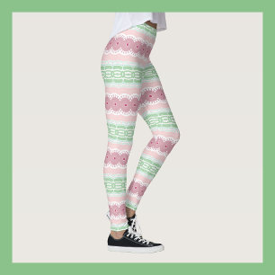 Leggings Kaleidoscope rose et vert Mandala rayé