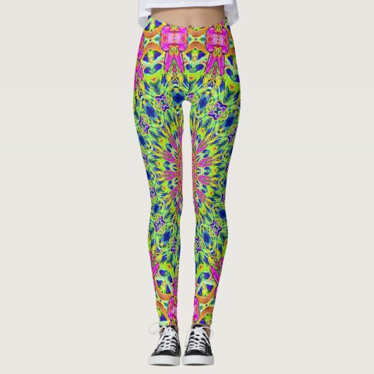 Leggings Kaléidoscope rose/vert Éclats (Devant)
