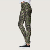 Leggings Kaleidoscope vert et noir Mandala Motif (Gauche)