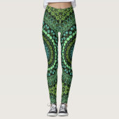Leggings Kaleidoscope vert et Turquoise Mandala Motif (Devant)
