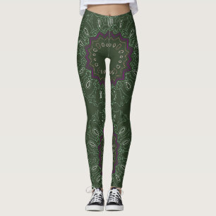 Leggings Kaleidoscope vert violet Ovales et étoiles