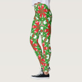 Leggings Kaleidoscopes rouges, blancs et verts (Gauche)