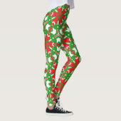 Leggings Kaleidoscopes rouges, blancs et verts (Droite)
