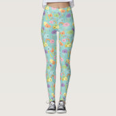 Leggings Kawaii Cute Cloud Sun Moon Motif neutre (Devant)