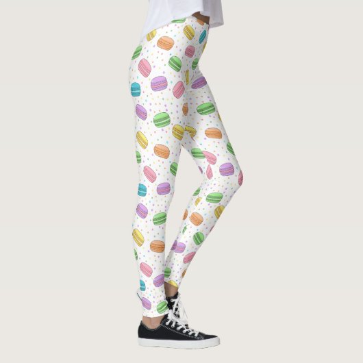 Leggings Kawaii Food Pastel French Macarons Patterned (Droite)